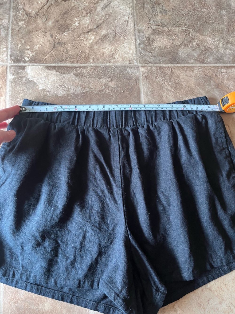 Women's Black Linen Blend Elastic-Waist Shorts Resort Summer Beach Size Small - Picture 4 of 8